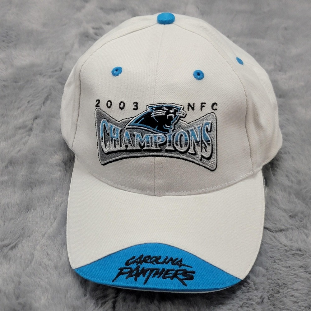 Vintage Carolina Panthers Hat Cap‎ White NFL Chrysler Jeep Dodge 2003 NFC Champs